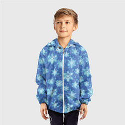 Ветровка с капюшоном детская Pattern with bright snowflakes, цвет: 3D-белый — фото 2