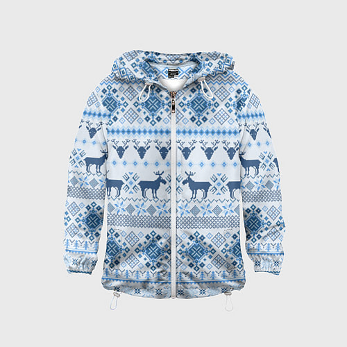 Детская ветровка Blue sweater with reindeer / 3D-Белый – фото 1