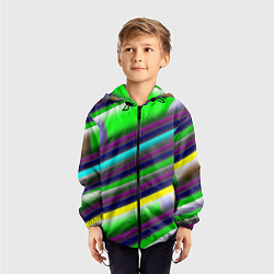 Ветровка с капюшоном детская Размытые абстрактные полосы, цвет: 3D-черный — фото 2