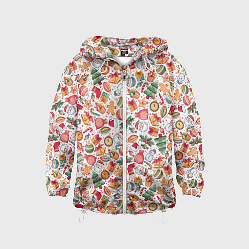 Детская ветровка Новогодняя атрибутика / 3D-Белый – фото 1