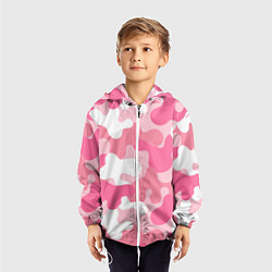 Ветровка с капюшоном детская Камуфляж розовый, цвет: 3D-белый — фото 2