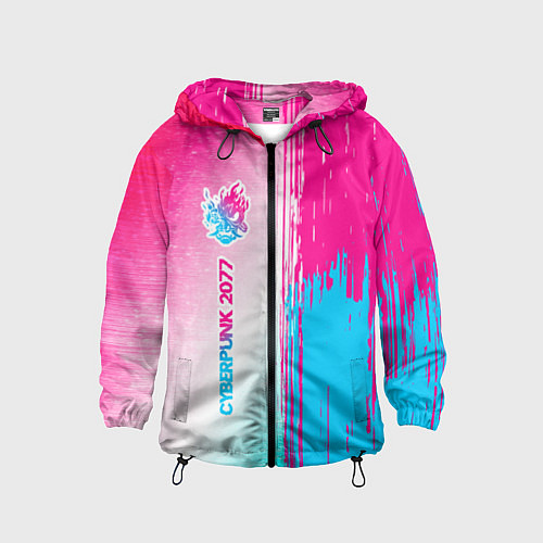 Детская ветровка Cyberpunk 2077 neon gradient style по-вертикали / 3D-Черный – фото 1