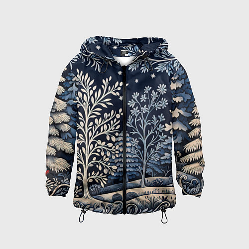 Детская ветровка Ледяные узоры нового года / 3D-Черный – фото 1