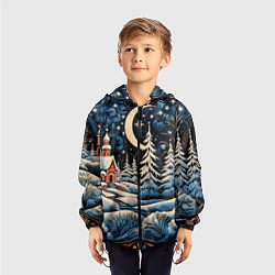 Ветровка с капюшоном детская Морозное утро, цвет: 3D-черный — фото 2