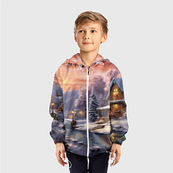 Ветровка с капюшоном детская Зима в городе, цвет: 3D-белый — фото 2