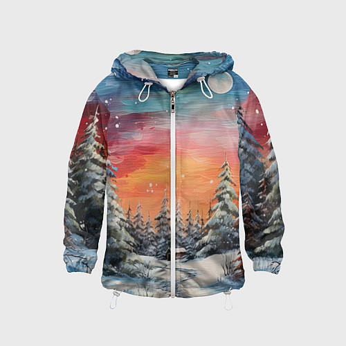 Детская ветровка Заснеженная радость нового года / 3D-Белый – фото 1