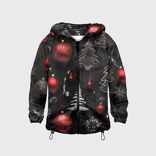 Детская ветровка Новогодние игрушки елочные / 3D-Черный – фото 1
