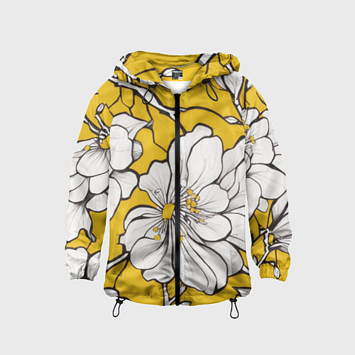 Детская ветровка Японский паттерн цветов / 3D-Черный – фото 1