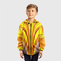 Ветровка с капюшоном детская Вытянутые желтые полосы, цвет: 3D-черный — фото 2