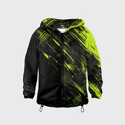 Ветровка с капюшоном детская Зеленая краска на черном фоне, цвет: 3D-черный