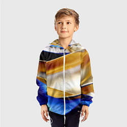 Ветровка с капюшоном детская Белая желтая синяя абстракция, цвет: 3D-белый — фото 2