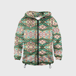 Детская ветровка Орнамент зеленый мелкий икат