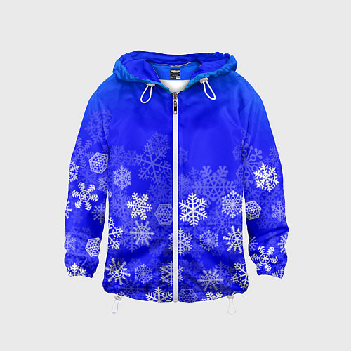 Детская ветровка Снежинки на синем / 3D-Белый – фото 1