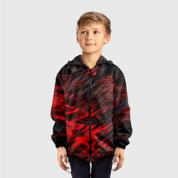 Ветровка с капюшоном детская Черно красные текстуры, цвет: 3D-черный — фото 2