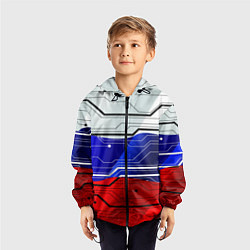 Ветровка с капюшоном детская Символика: русский хакер, цвет: 3D-черный — фото 2