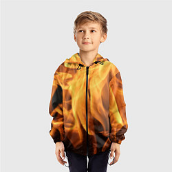 Ветровка с капюшоном детская Языки пламень, цвет: 3D-черный — фото 2