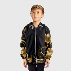 Ветровка с капюшоном детская Золотистые объемные листья и узоры, цвет: 3D-белый — фото 2