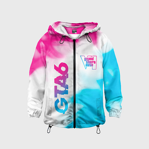 Детская ветровка GTA6 neon gradient style вертикально / 3D-Черный – фото 1