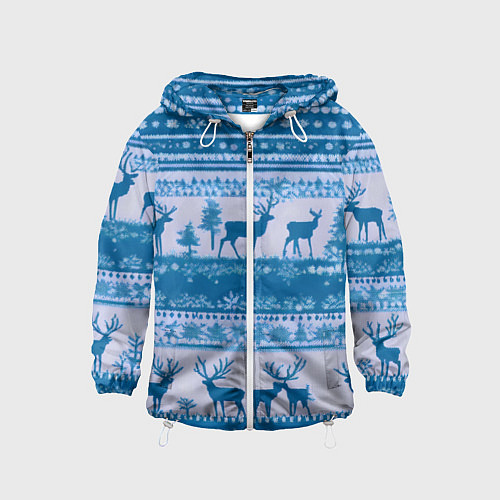 Детская ветровка Синие олени / 3D-Белый – фото 1