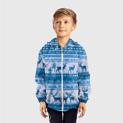 Ветровка с капюшоном детская Синие олени, цвет: 3D-белый — фото 2