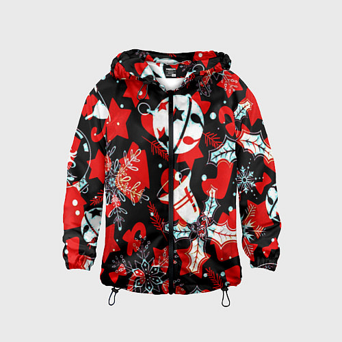 Детская ветровка Рождественские паттерны орнамент / 3D-Черный – фото 1