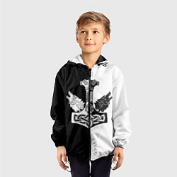Ветровка с капюшоном детская Волки и молот Тора, цвет: 3D-черный — фото 2