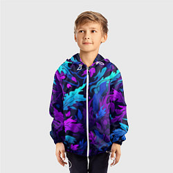 Ветровка с капюшоном детская Абстрактный камуфляж в кислотных абстрактных пятна, цвет: 3D-белый — фото 2