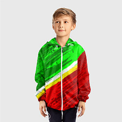 Ветровка с капюшоном детская Расцветка Зеленоградского флага, цвет: 3D-белый — фото 2