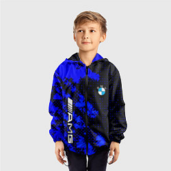 Ветровка с капюшоном детская BMW sport amg colors blue, цвет: 3D-черный — фото 2