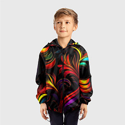 Ветровка с капюшоном детская Паттерн русские узоры, цвет: 3D-черный — фото 2