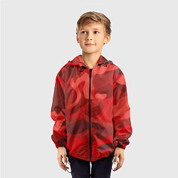 Ветровка с капюшоном детская Красный камуфляж крупный, цвет: 3D-черный — фото 2
