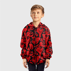 Ветровка с капюшоном детская Красные смайлы, цвет: 3D-черный — фото 2