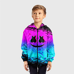 Ветровка с капюшоном детская Маршмэллоу x бтс неоновый стиль, цвет: 3D-черный — фото 2
