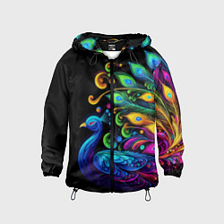 Ветровка с капюшоном детская Neon peacock - art, цвет: 3D-черный