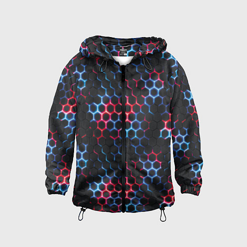 Детская ветровка Неоновая стальная броня красный и синий / 3D-Черный – фото 1