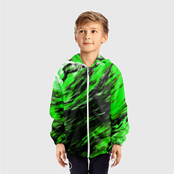 Ветровка с капюшоном детская Чёрная и зелёная буря, цвет: 3D-белый — фото 2