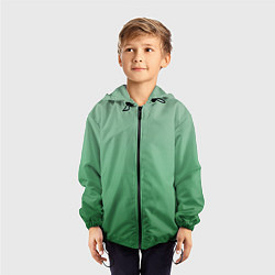 Ветровка с капюшоном детская Градиент приглушённый зелёный, цвет: 3D-черный — фото 2