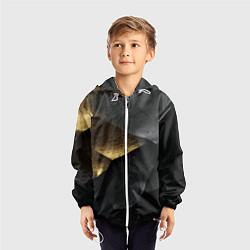 Ветровка с капюшоном детская Черная текстура с золотистым напылением, цвет: 3D-белый — фото 2