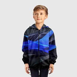 Ветровка с капюшоном детская Black blue background abstract, цвет: 3D-черный — фото 2