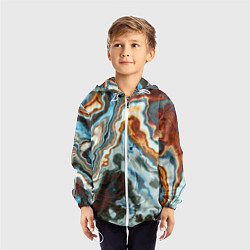 Ветровка с капюшоном детская Мраморная текстура, цвет: 3D-белый — фото 2