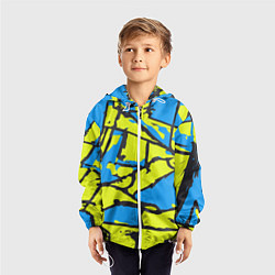 Ветровка с капюшоном детская Жёлто-голубая графика, цвет: 3D-белый — фото 2