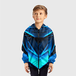 Ветровка с капюшоном детская Geometry stripes неон, цвет: 3D-черный — фото 2