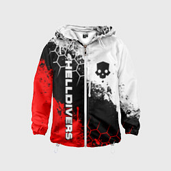 Ветровка с капюшоном детская Helldivers 2: Skull Logo, цвет: 3D-белый