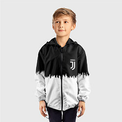 Ветровка с капюшоном детская Juventus белый огонь текстура, цвет: 3D-черный — фото 2