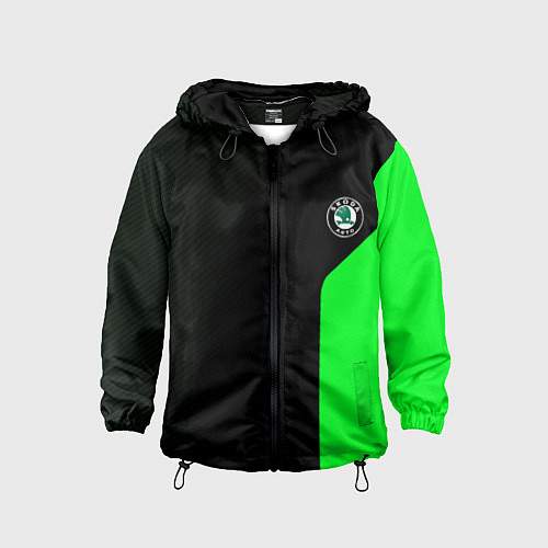 Детская ветровка Skoda pattern sport green / 3D-Черный – фото 1