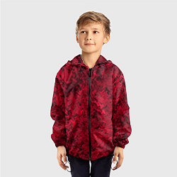 Ветровка с капюшоном детская Абстрактная текстура тёмно-красный, цвет: 3D-черный — фото 2