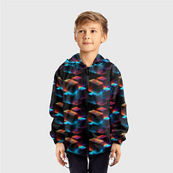 Ветровка с капюшоном детская Разноцветные неоновые кубы, цвет: 3D-черный — фото 2