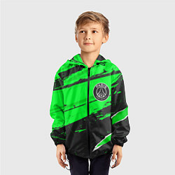 Ветровка с капюшоном детская PSG sport green, цвет: 3D-черный — фото 2