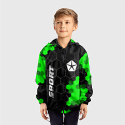 Ветровка с капюшоном детская Jeep green sport hexagon, цвет: 3D-черный — фото 2