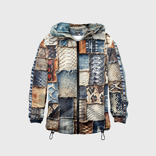 Детская ветровка Змеиная кожа - пэчворк / 3D-Черный – фото 1